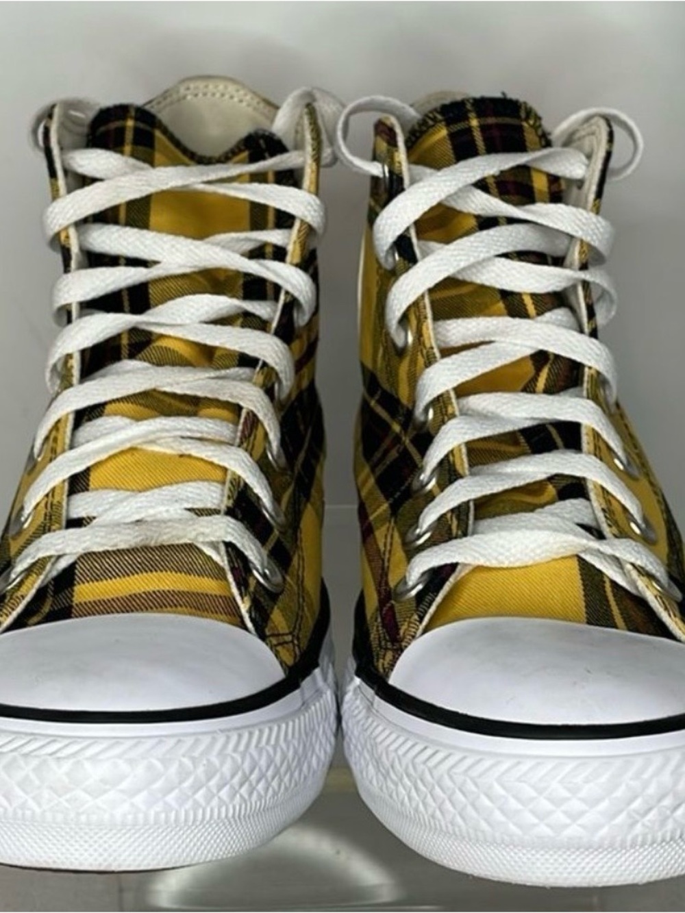 Converse Yellow Plaid Chuck Taylor All Star High Top Sneakers - Picture 3 of 6